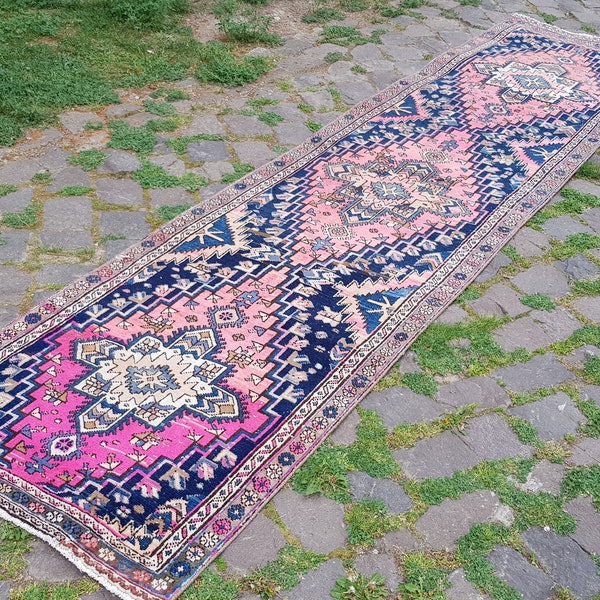 Oriental Rug , Turkish Runner rug , turkish area rug , stair rug , kitchen floor rug , tribal rug , 13.2 x 2.9 Feet   N1238  Carpet  Rug