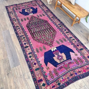 Handmade  runner rug , Wool Large rug , turkish area rug , stair rug , kitchen floor rug , tribal rug , Turkish rug 10.8 x 4.6 Feet  187