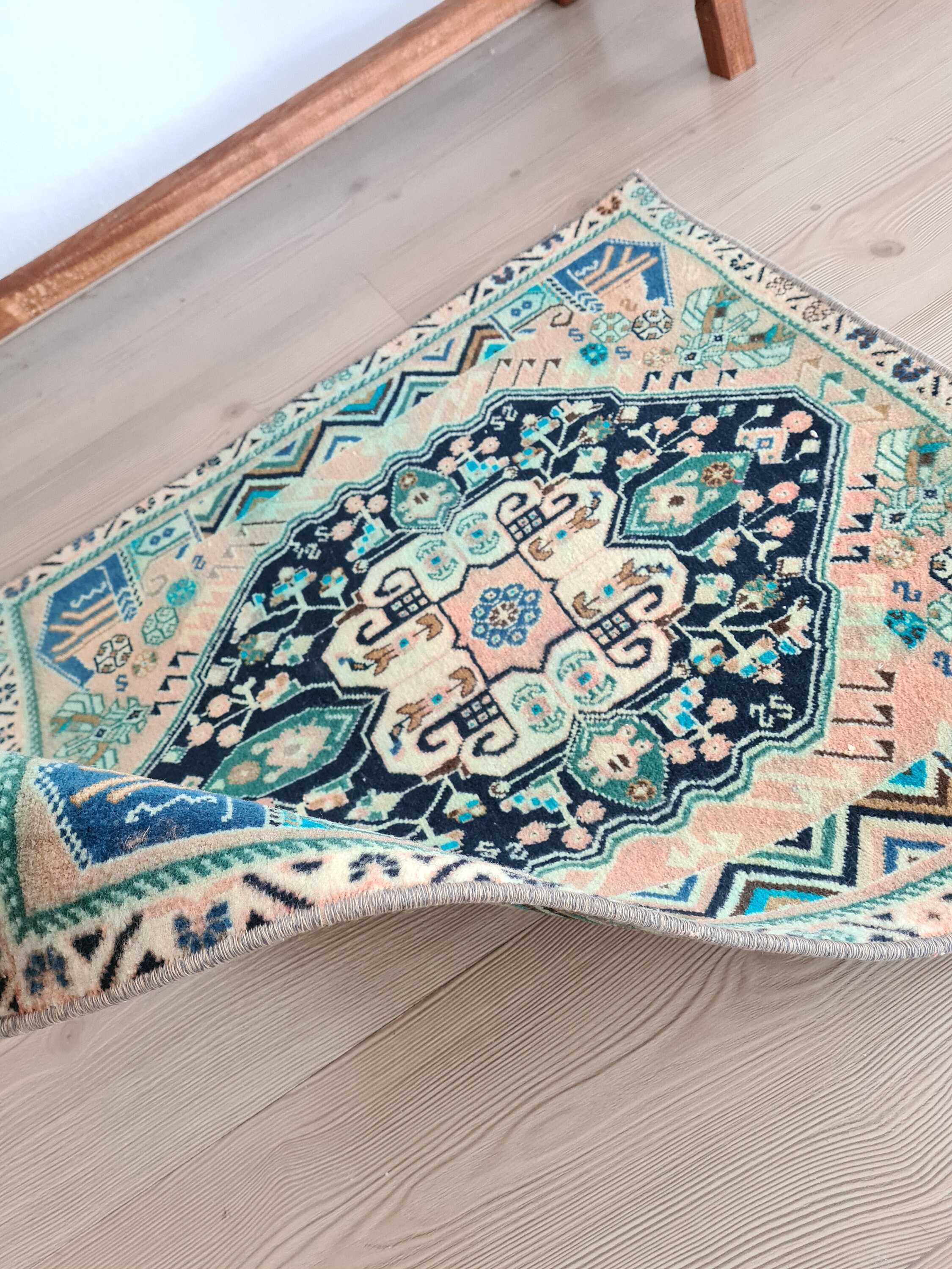 Small Turkish Rug: Vintage Anatolian Tribal Rug (2 X 1.9 Feet