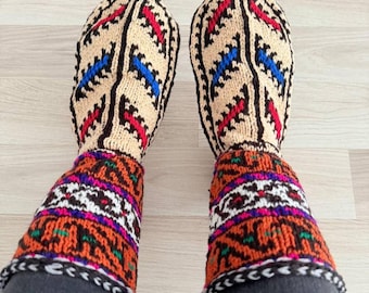 Calcetines de lana tejidos a mano: botines cálidos de invierno, todas las tallas