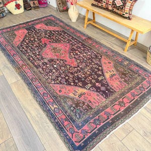 Alfombra turca vintage - Alfombra vintage - Alfombra de lana - Alfombra Oushak: 9,4 x 4,7 pies 395, Alfombra floral de lana anudada a mano Alfombra de lana hecha a mano