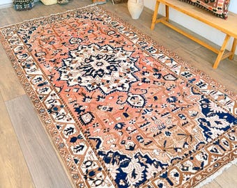colorful Turkish Rug Oushak Rug- 9.8  x 5.1  ft 413 antique rug, vintage rug, oushak rug , bedroom rug , wool rug handmade rug , floral rug