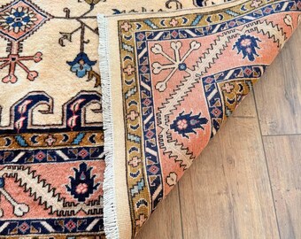 58.5×109&quot;Let it be” ViNTAGE TURKiSH RUG 7' x 11' - Vintage Turkish Area Rug, Beige - Wyralyn | Kuden