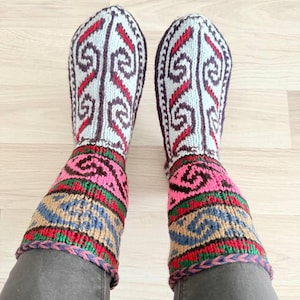 Hand Knitted Wool Socks: Warm Winter Booties, All Sizes