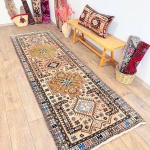 Turkish Rug -10.1 x 3.2 Feet 393- Vintage Rug - Runner Rug - Area Rug - Oushak Rug - Kilim Rug - Large - Medium - Muted Color Rug