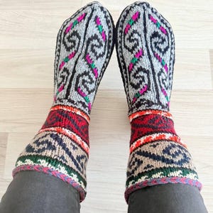 Hand Knitted Wool Socks: Warm Winter Booties, All Sizes