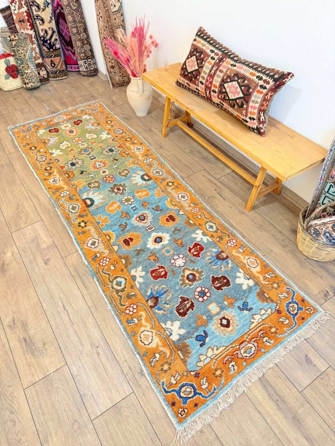 Wool Rug- 8.6 X 2.8 Feet 412- Vintage Rug - Turkish Rug - Area Rug ...