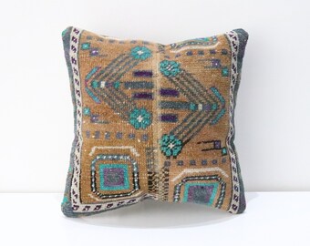 Kilim Pillow 16'' x 16'' inches Cushion Cover decorative Pillow Turkish Kilim Pillow Throw Pillow Tribal Pillow Vintage Lumbar Pillow 02699