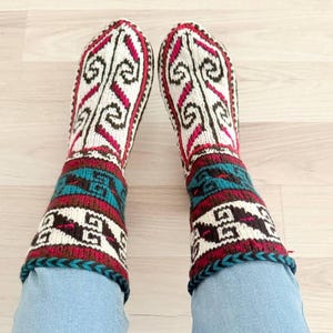Hand Knitted Wool Socks: Extra Thick, Warm Winter Booties