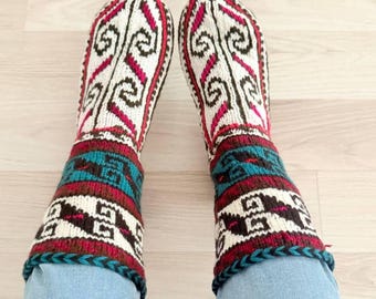 Handgestrickte Wollsocken: Extra dicke, warme Winter Booties