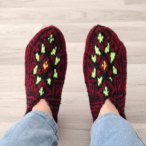 Hand Knitted Wool Socks: Warm Winter Booties, All Sizes