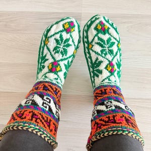 Hand Knitted Wool Socks: Warm Winter Booties, All Sizes