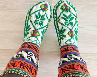 Handgestrickte Wollsocken: Warme Winter-Booties, Alle Größen
