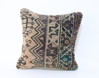 Kilim Pillow 16'' x 16'' inches Cushion Cover decorative Pillow Turkish Kilim Pillow Throw Pillow Tribal Pillow Vintage Lumbar Pillow  03941