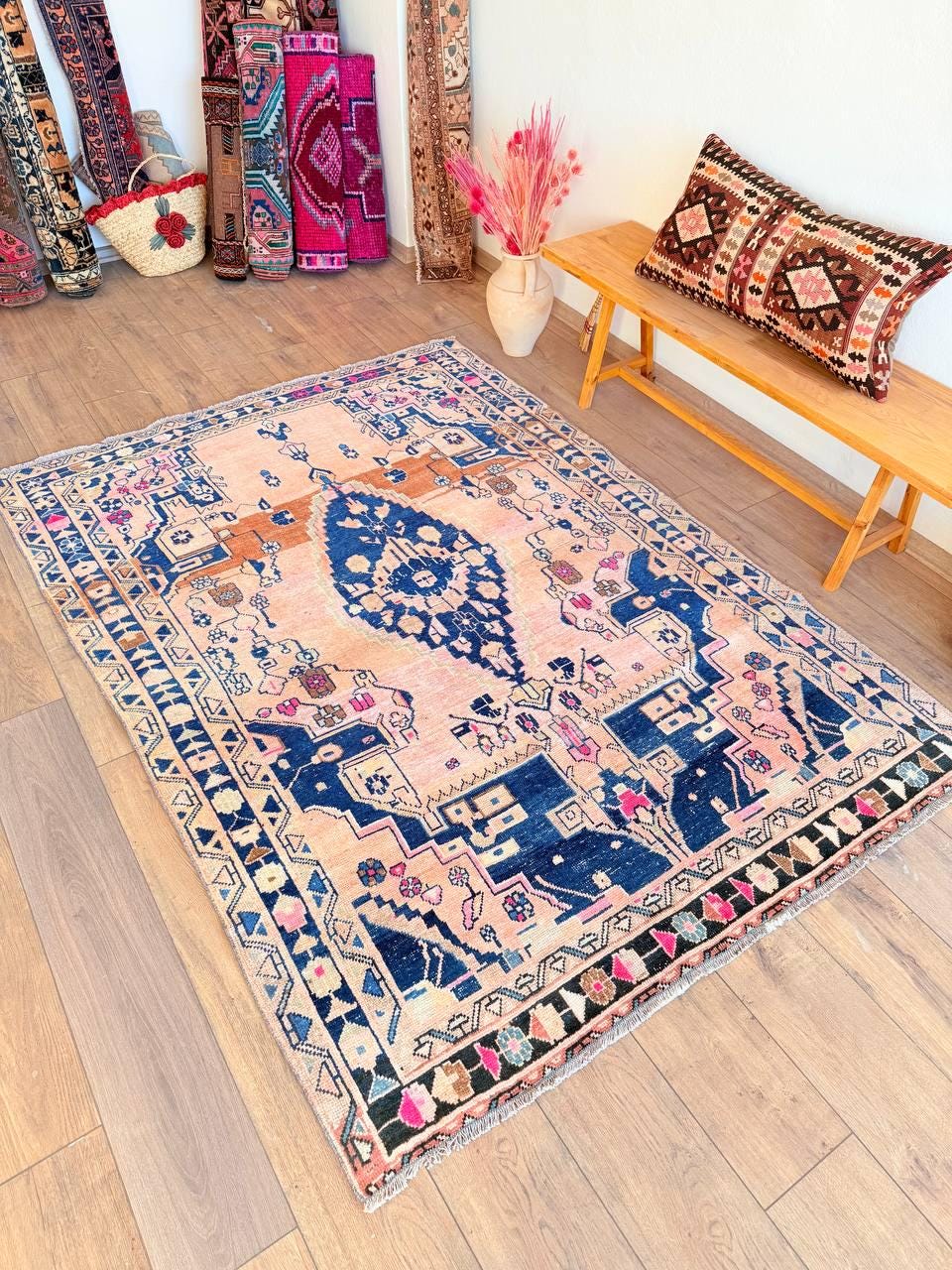 Handmade Turkish Rug: Vintage Anatolian Tribal Rug (7.2 X