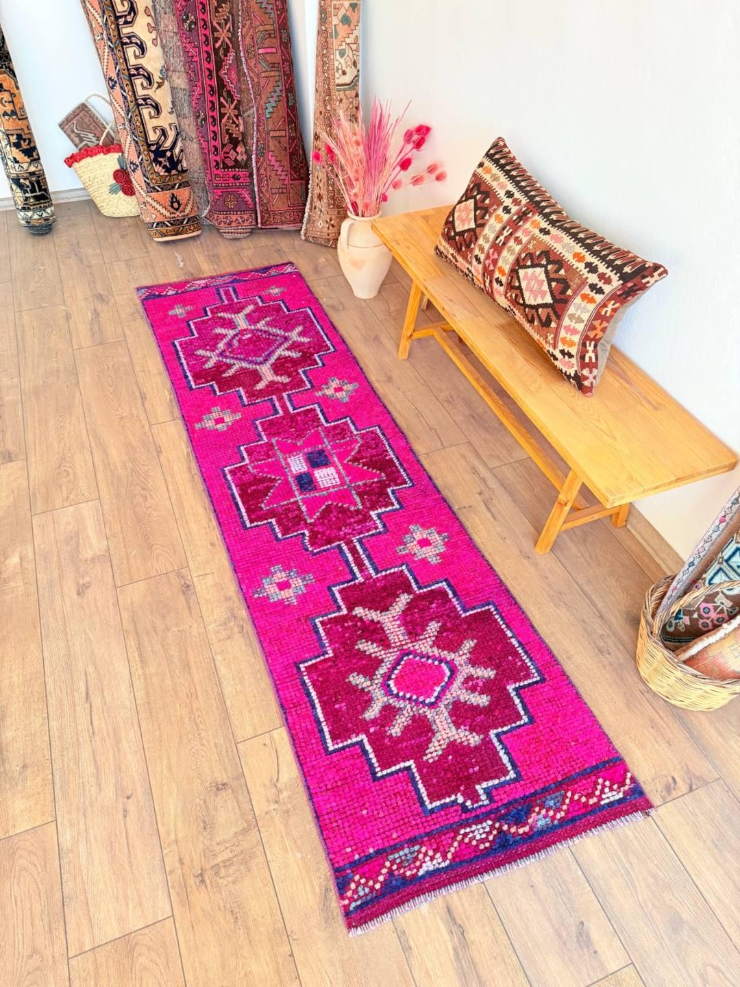 トルコ・アナトリアラグ：ヴィンテージ・トライバル階段ランナー、8.4