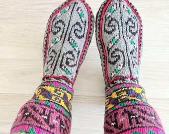 Handgestrickte Wollsocken: Warme Winter-Booties, Alle Größen