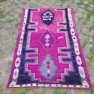 Vintage Oushak Runner Rug: Hand-Knotted Organic Wool, Muted Colors (6.2 x 3.6 ft)