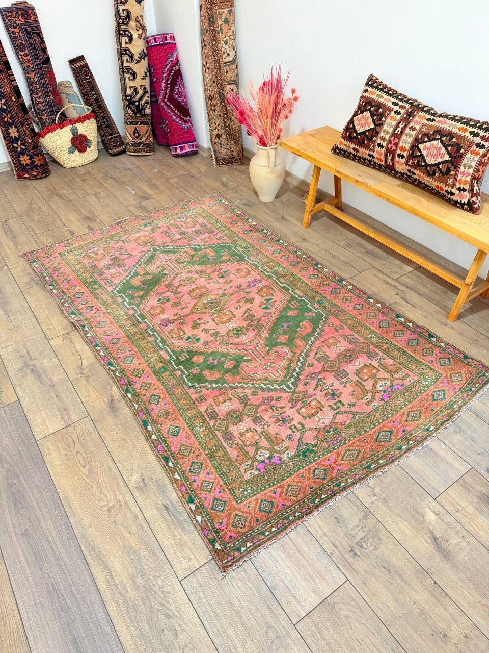 Handmade Turkish Rug - 6.7 X 4.1 Feet 370- Vintage Rug - Runner
