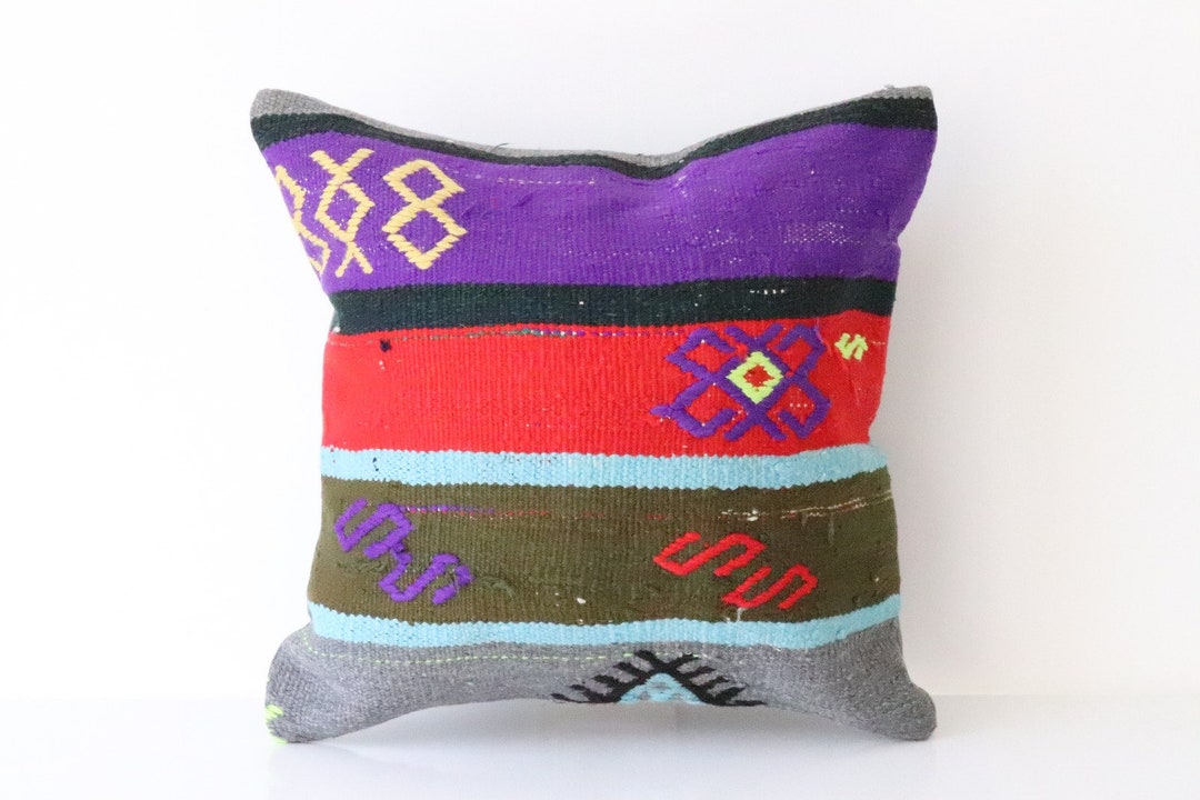 16'' X 16'' Inches Tribal Antique Rug Pillow, Pillow Cover, Casual