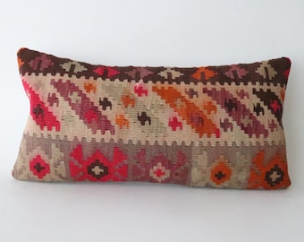 24'' x 12'' inches Kilim Pillow cover, Throw Pillow, Turkish  Pillow, Handmade Pillow, Kilim Cushions Ethnic Pillow, Child room pillow 08027