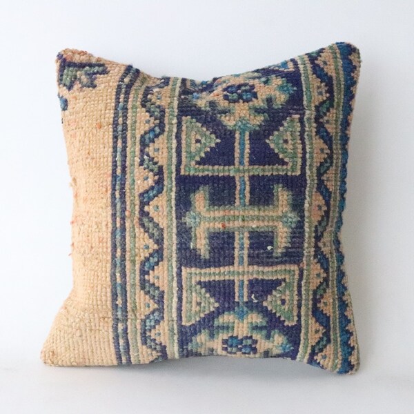 Kilim Pillow 16'' x 16'' inches Cushion Cover decorative Pillow Turkish Kilim Pillow Throw Pillow Tribal Pillow Vintage Lumbar Pillow  08137