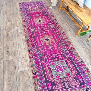 Turkish Rug antique rug , vintage rug ,10 x 2.9 ft , oushak rug , bedroom rug , wool rug, faded rug , floral rug Turkis 202 image 1