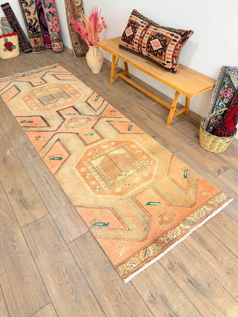 Dream Pink Rug , Turkish Area Rug , Stair Rug , Kitchen Floor Rug
