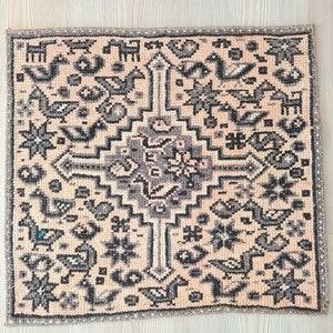 Vintage Turkish Oushak Rug: Hand-Knotted Wool Floral Rug (1.6 x 1.4 ft)