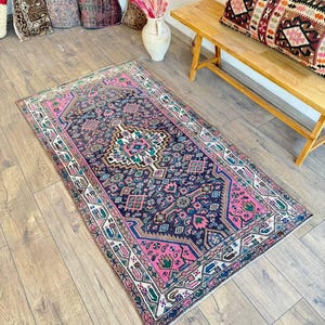 handmade persian rug , Turkish Large rug , turkish area rug , stair rug , kitchen floor rug , tribal rug , anatolian rug 5 x 3.2 Feet   637