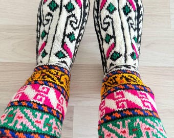 Handgestrickte Wollsocken: Warme Winter-Booties, Alle Größen