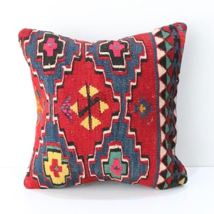 16'' x 16'' inches Decorative Kilim Pillow,  Pillow Cover, Vintage Kilim Pillow, , Bohemian Kilim Pillow, Cushion Cover, Decor Pillow 03009