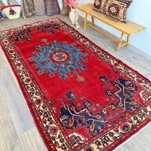 Hand-Knotted Persian Runner Rug: Vintage Oushak Wool Rug (10.6 x 5.1 ft)