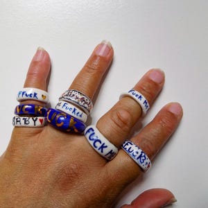 Imperfectly Perfect, Handbuilt Porcelain Rings, Unique, Comfortable, and Artistic Jewelry with Gold Luster Accents