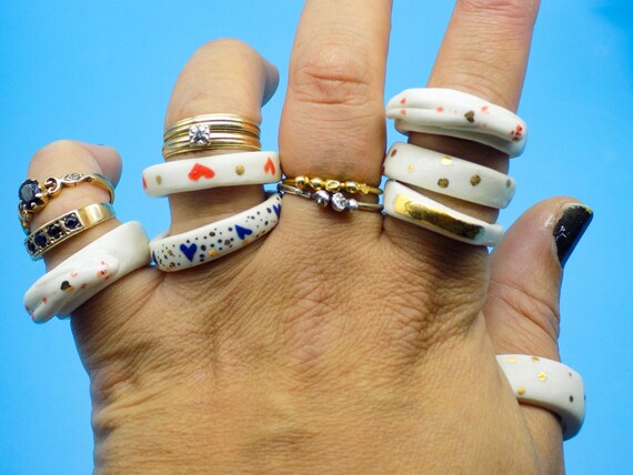 Porcelain Matt Glaze Ceramic Rings Various Sizes Etsy