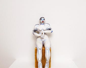 Ceramic Seated Figure Grogged Stoneware