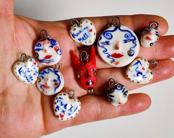Porcelain Charms with Gold Details