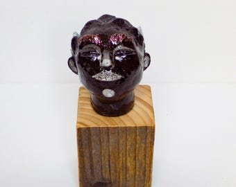 Black Clay Head with Wood Mount