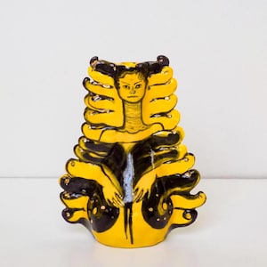 Ceramic Sculpture Vase - Handbuilt Art Nouveau Inspired Decor