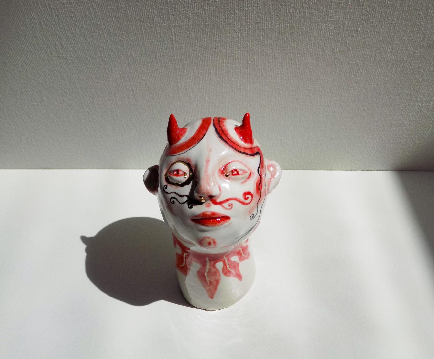 Handmade Ceramic Illustration Figure Head