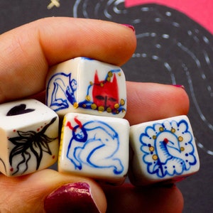 Porcelain, Hand-Illustrated, Lucky-Charm, Dice