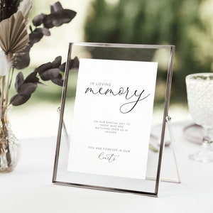 In Loving Memory, Memorial Wedding Sign, For those in Heaven, Forever in Our Hearts, Minimalist, Elegant, Simple, In Memory of our loved one