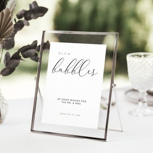 Envoyer des bulles, modèle d&#39;enseigne de mariage, téléchargement numérique, enseigne de mariage Canva, planification de mariage, simple, faveurs, envoi de bulles, toile