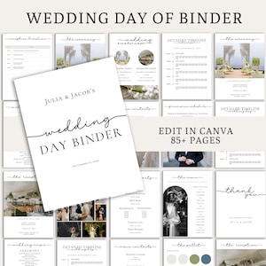 The Ultimate Wedding Day Binder Template, Edit in Canva, Wedding Itinerary, Instant Download, Digital Template, Printable, Wedding Planner zdjęcie 1