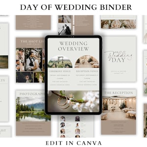 The Ultimate Wedding Day Binder Template, Edit in Canva, Wedding Itinerary, Instant Download, Digital Template, Printable, Wedding Planner