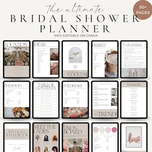 Bridal Shower Planner Template, 50+ Pages, Canva Template, Wedding Shower Planner, Maid of Honor Planner, MOH Checklist, Bridesmaids Planner
