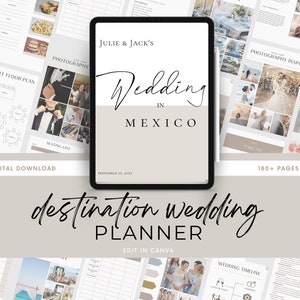 Destination Wedding Planner Template 180+ Pages, Resort Wedding, Beach Wedding, Canva, Digital Download, Budget, Vision Boards, Travel