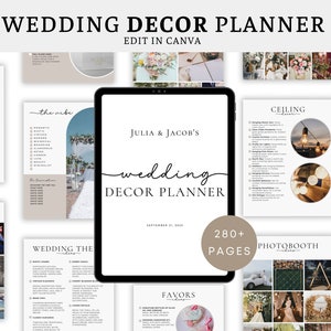 Die ultimative Hochzeit Dekor Planer Vorlage, Canva, DIY Hochzeit, Hochzeitstag, digitale Vorlage, bedruckbar, Hochzeitsplaner, Dekorateurin