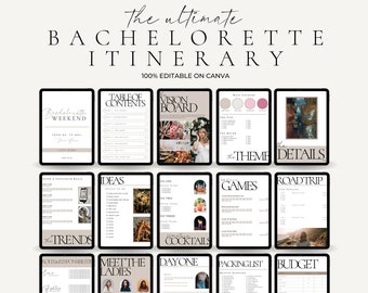 Bachelorette Itinerary Template, 40+ Pages, Weekend Itinerary, Digital Invitation, Bachelorette Weekend, Itinerary Planner Template, Canva