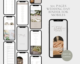 Wedding Day Binder Template for Phone, Wedding Weekend Itinerary, Canva, Wedding Guide, Editable Template Wedding Planner Digital Download